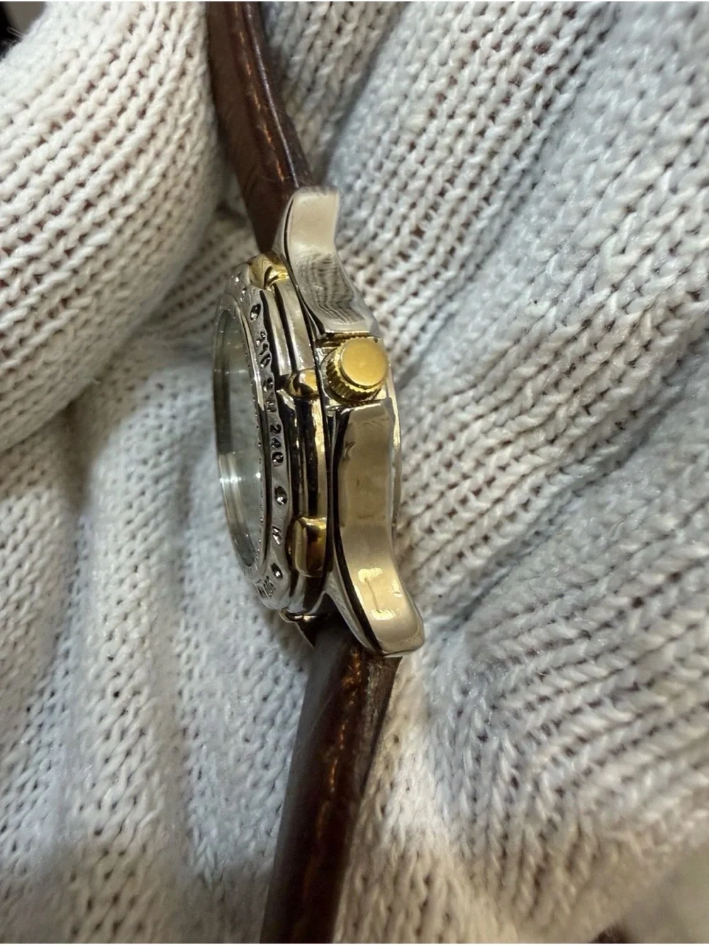 Vintage Tommy Hilfiger Watch 1238 Cream Dial Two Tone Compass Bezel USA Movt 90s